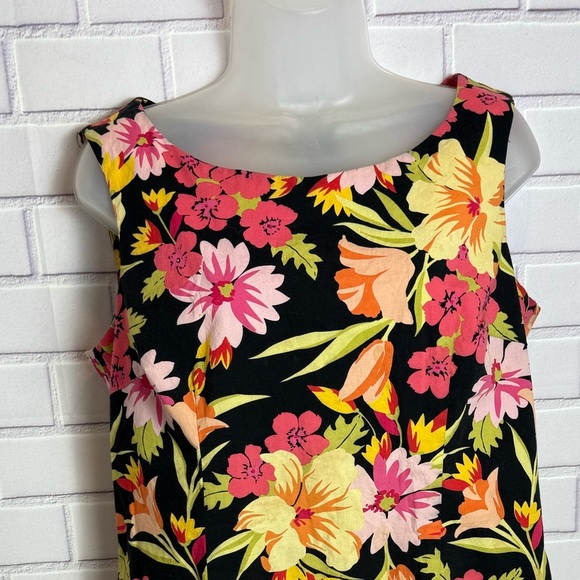 Eileen West Classic Floral sleeveless shift Mini Dress/size 12 - Picture 3 of 5